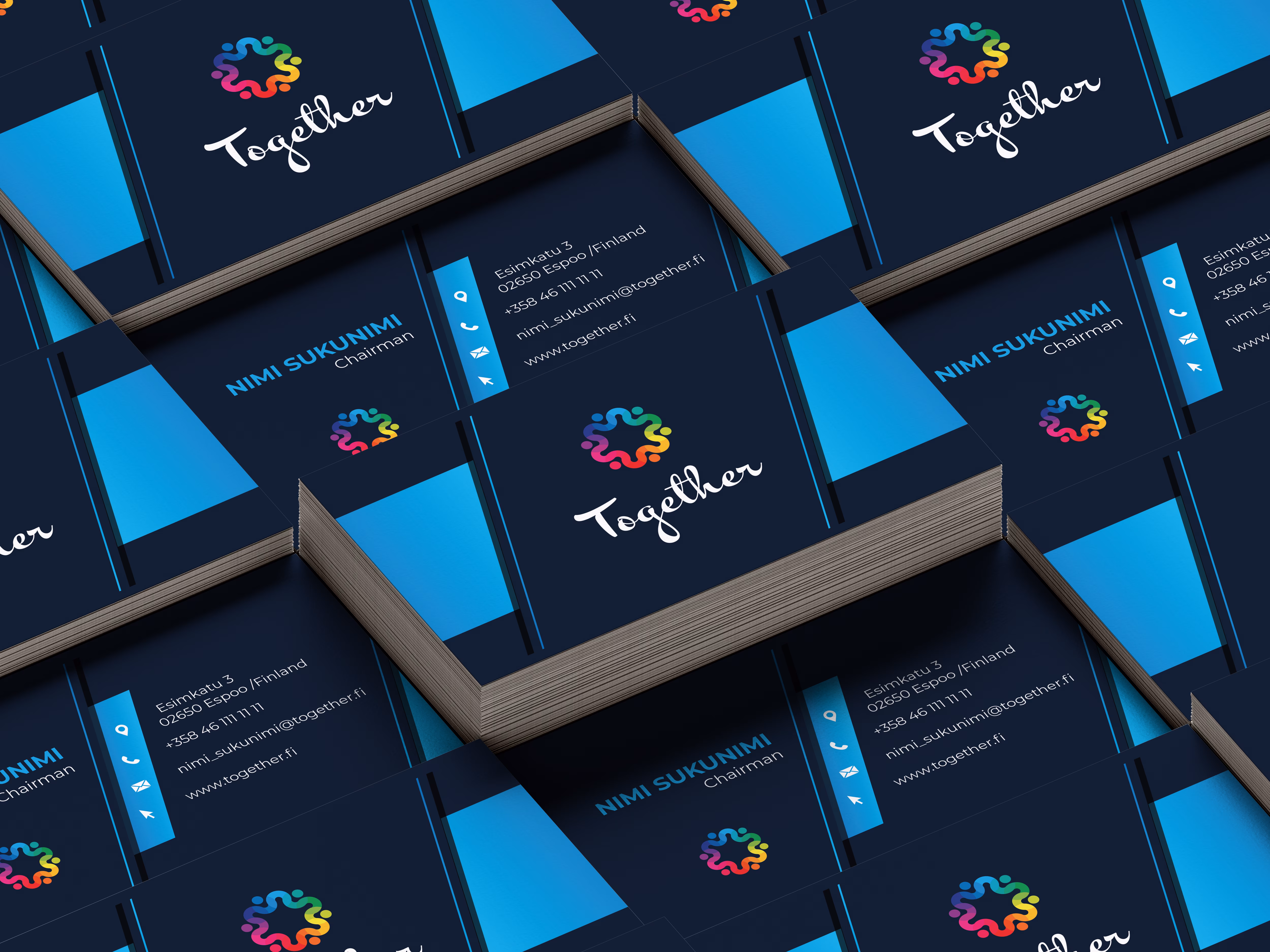 Together business card mockup closeup