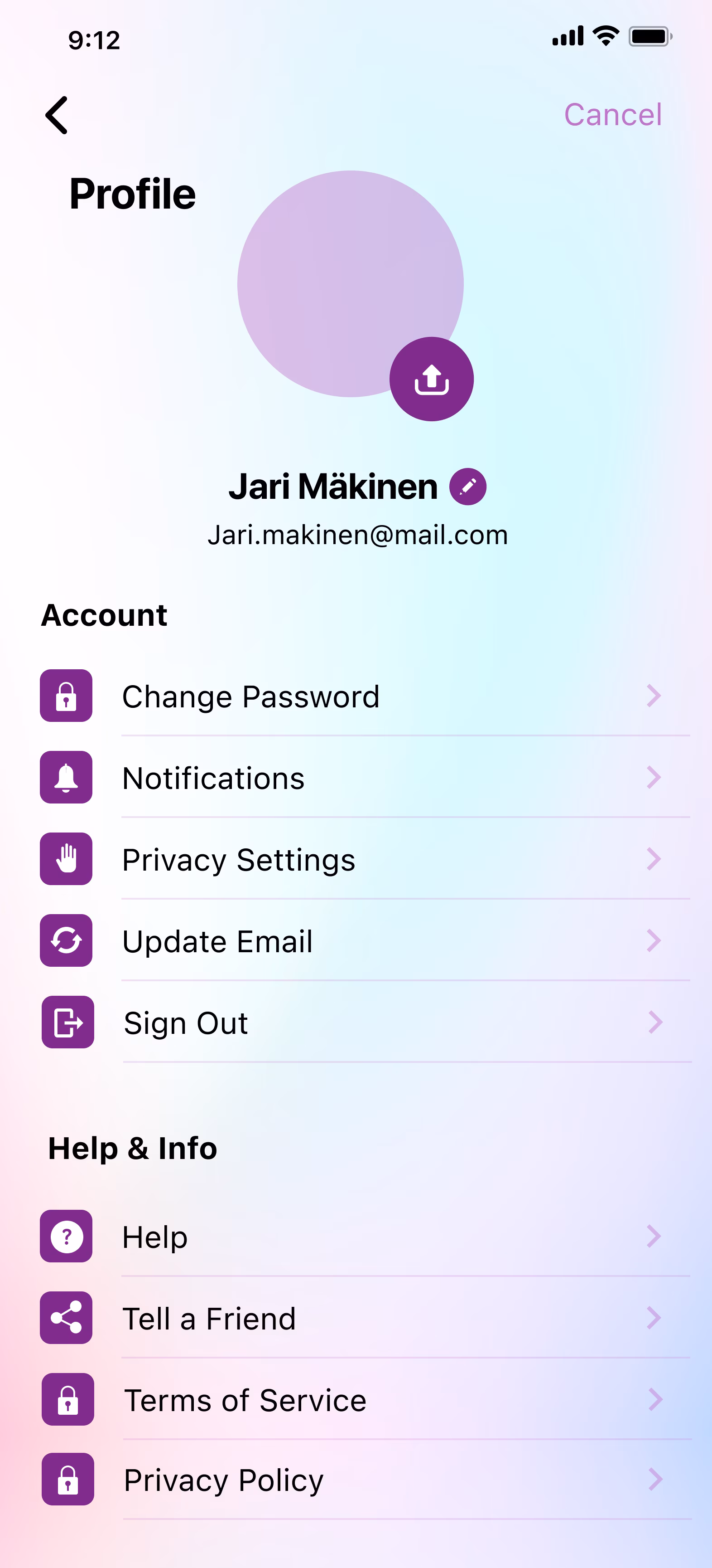 Daily Angel profile settings screen cropped variation 1
