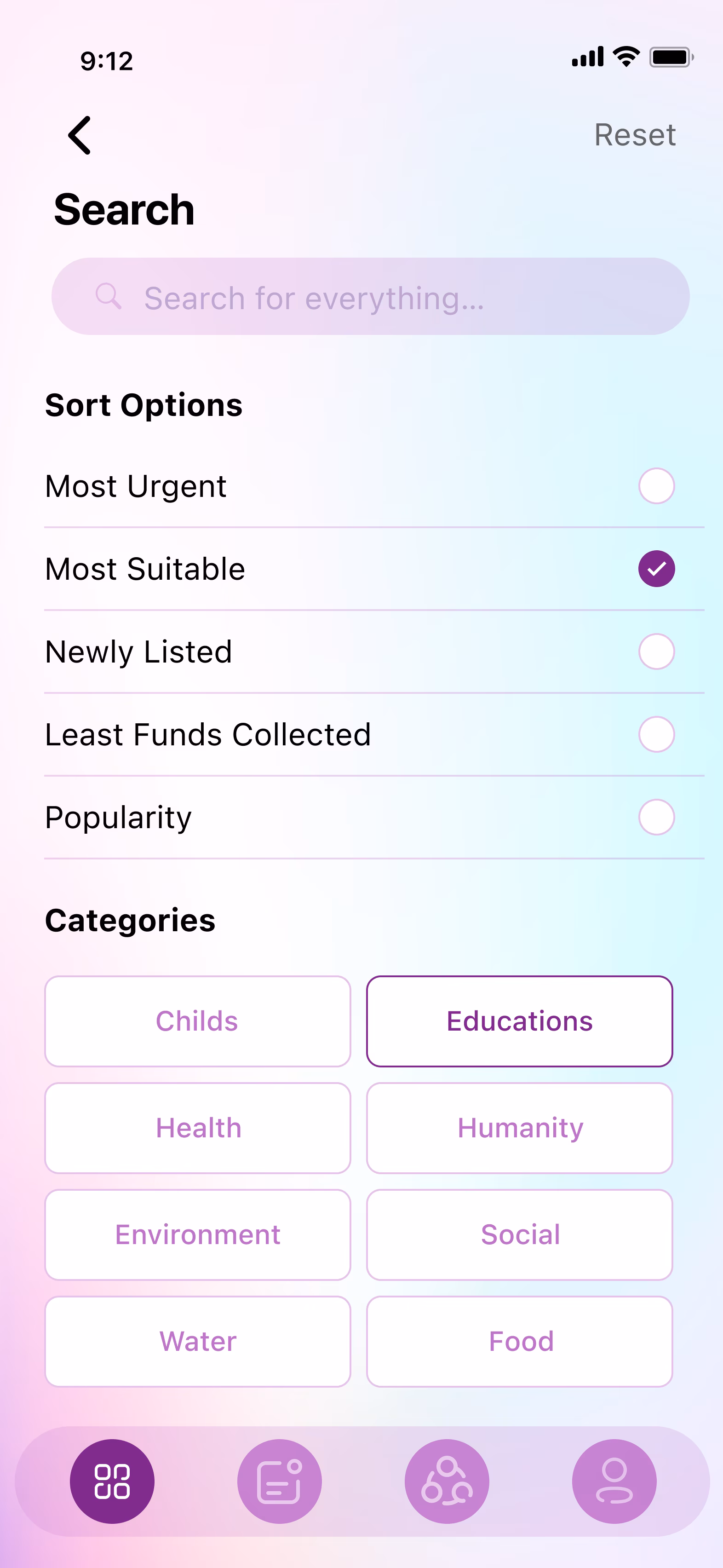 Daily Angel search screen